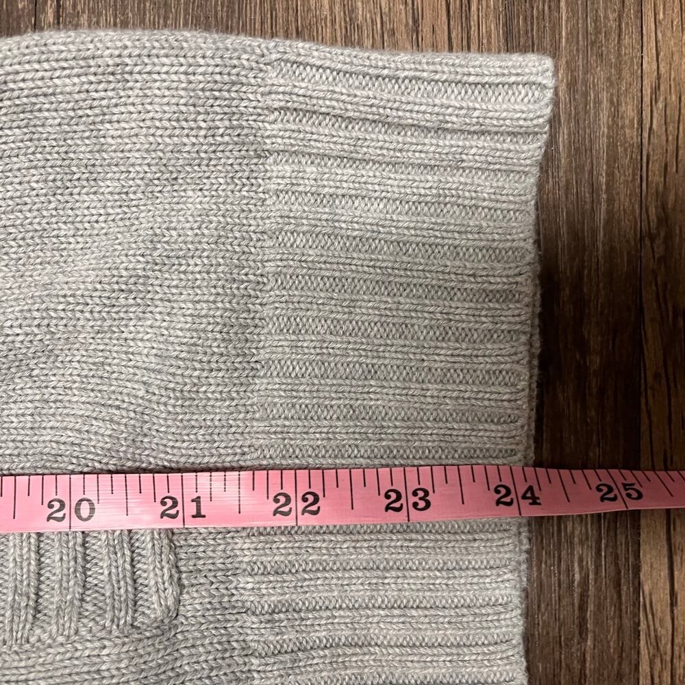 Gray Knit Hoodie 100% Cotton Sweater Medium Beige Henley Cozy Minimal Heavy - Picture 6 of 9